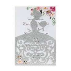 Glitter Invitation Card With Envelope Beautiful Girl Invitation Wedding Card Laser Cut